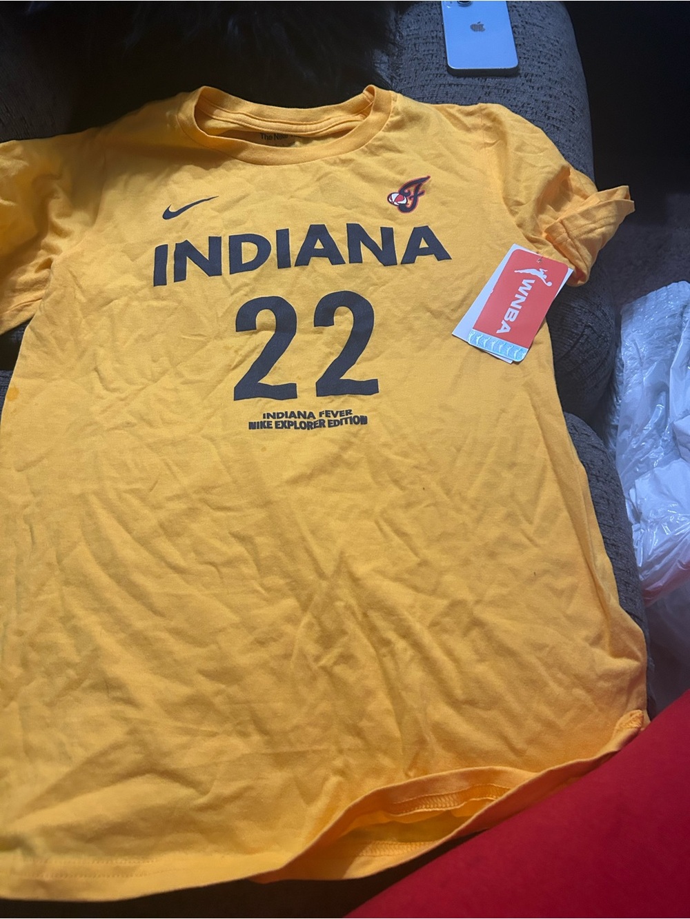 Nike Indiana Fever #22 Yellow Graphic Tee Caitlyn clark